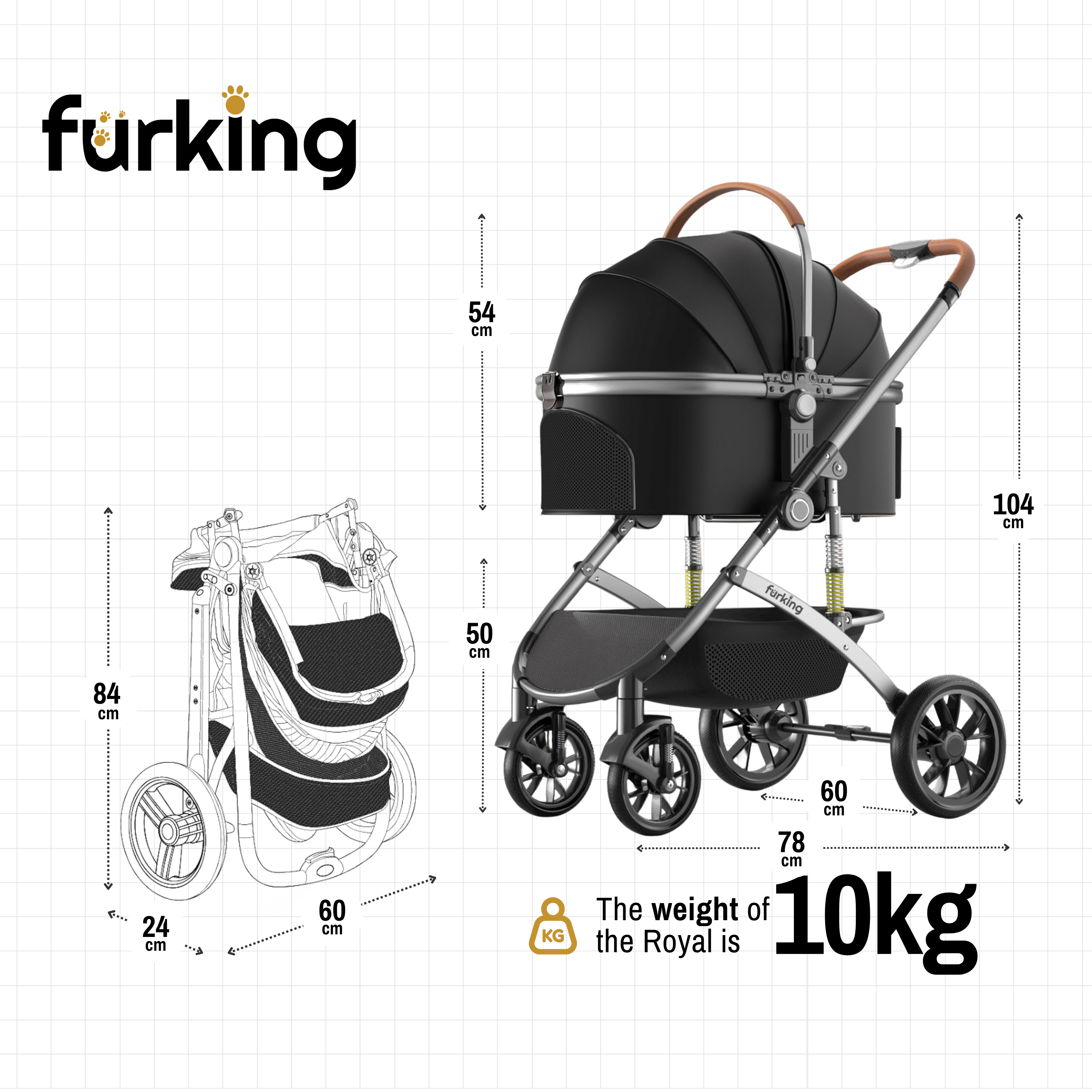 Fur King Royal - 20kg Pet Stroller